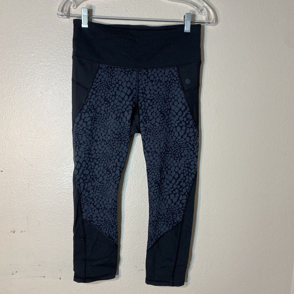 Athleta Printed‎ Stealth TruCool Capri Leggings Vented Crocodile Size Small